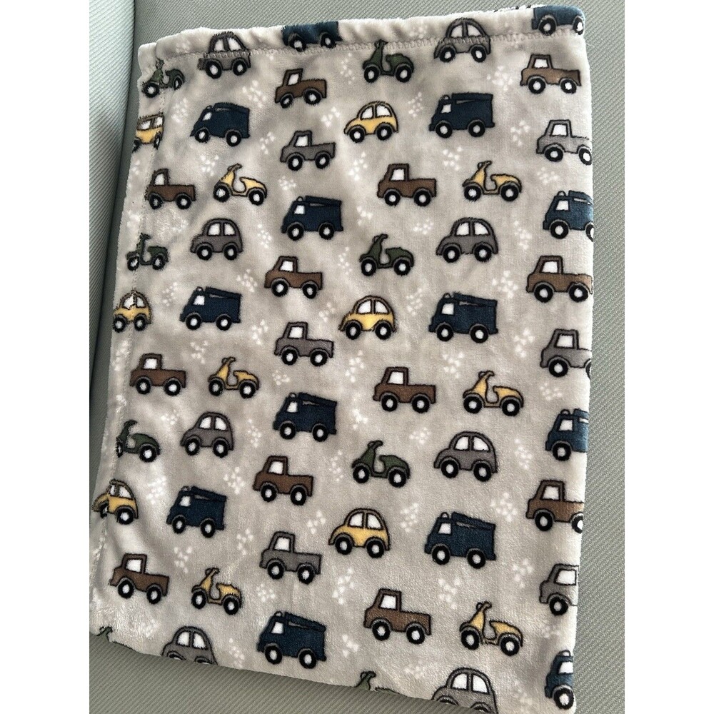 Adirondack My Cozy Baby Blanket Cars Trucks Vehicles Print Gray Soft Plush NWOT